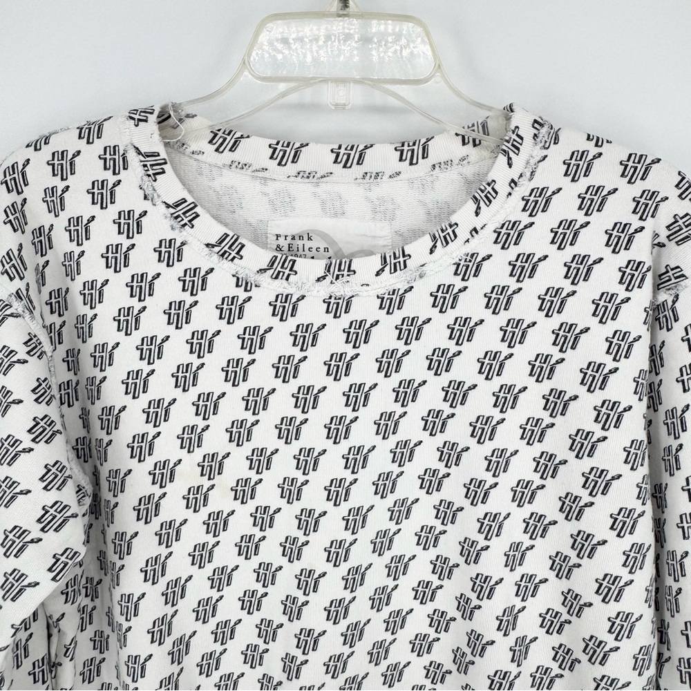 Frank & Eileen Tee Lab Hi Digital Print Sweatshirt Crew Neck White Size M Preppy - Picture 5 of 12